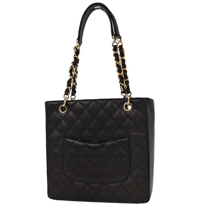 Chanel 2005-2006 Black Caviar Petite Shopping Tote PST Chain Handbag