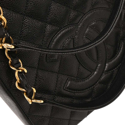 Chanel 2005-2006 Black Caviar Petite Shopping Tote PST Chain Handbag