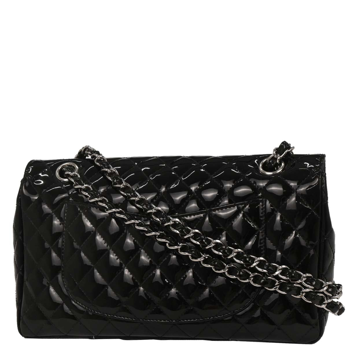Chanel 2006-2008 Black Patent Leather Secret Label Single Flap Shoulder Bag