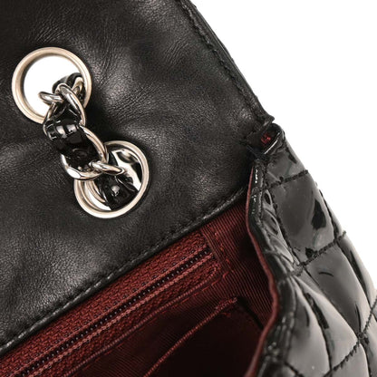 Chanel 2006-2008 Black Patent Leather Secret Label Single Flap Shoulder Bag