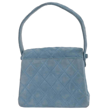 Chanel 1996-1997 Light Blue Suede Straight Flap Handbag
