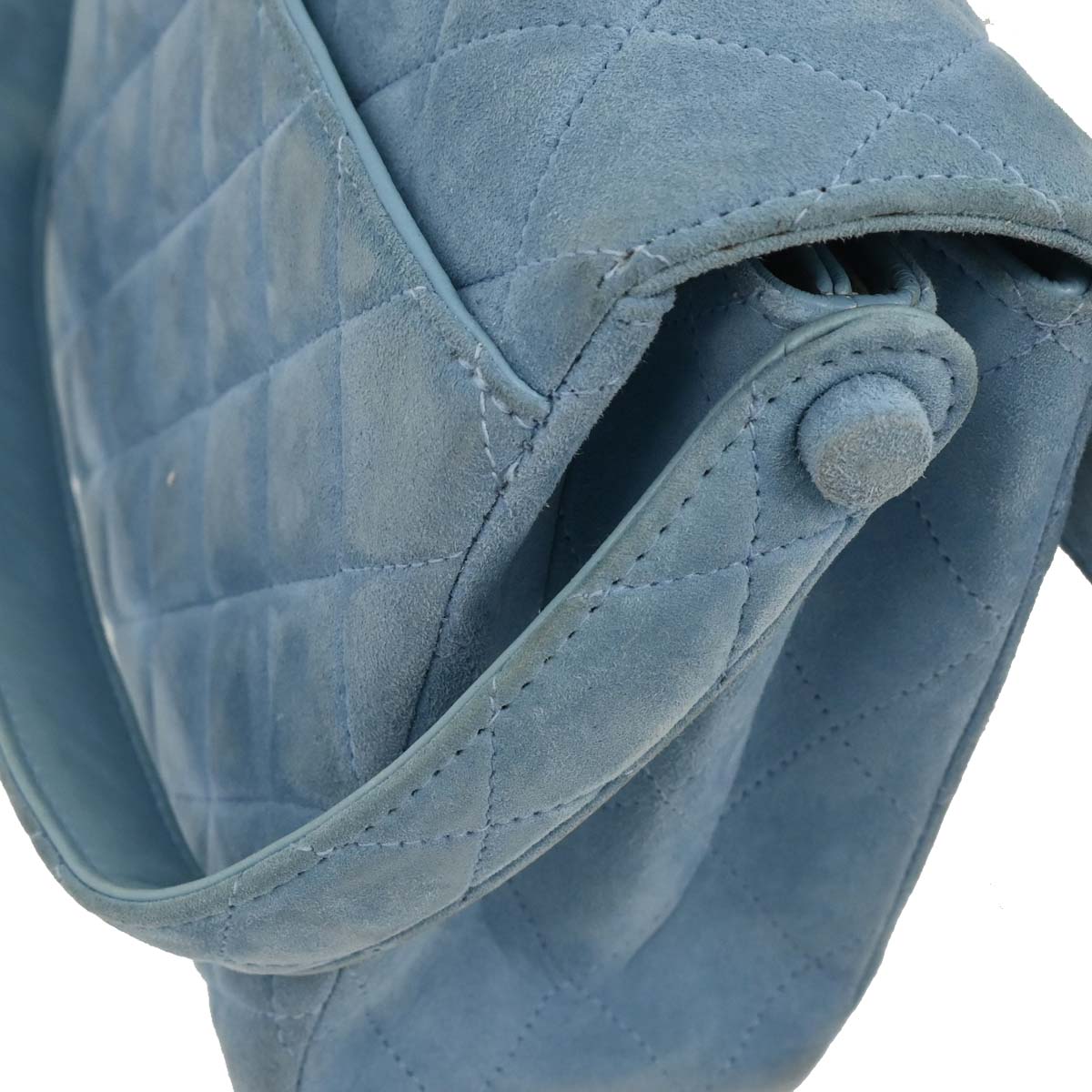 Chanel 1996-1997 Light Blue Suede Straight Flap Handbag