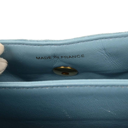 Chanel 1996-1997 Light Blue Suede Straight Flap Handbag