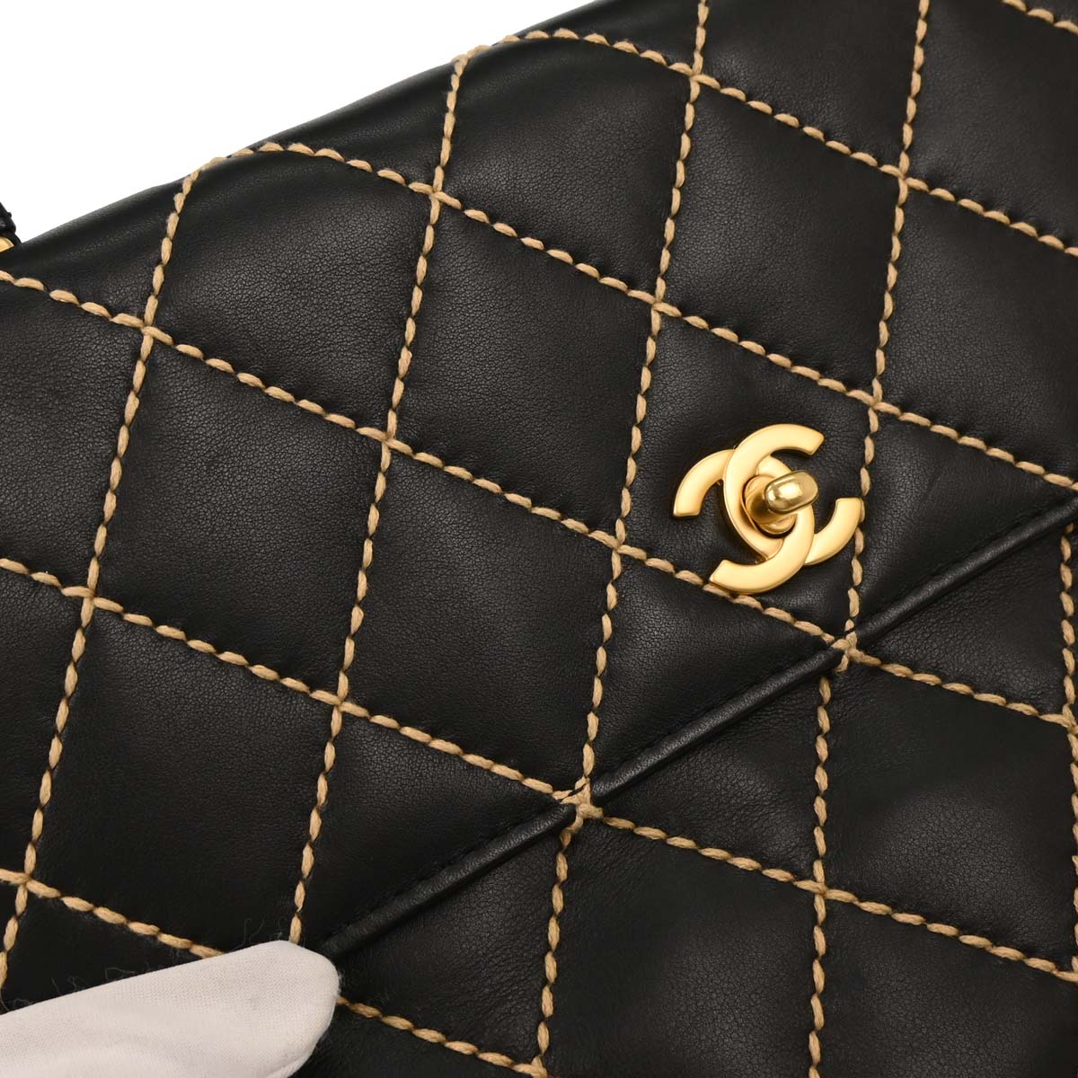 Chanel 2004-2005 Black Calfskin Wild Stitch Top Handle Handbag