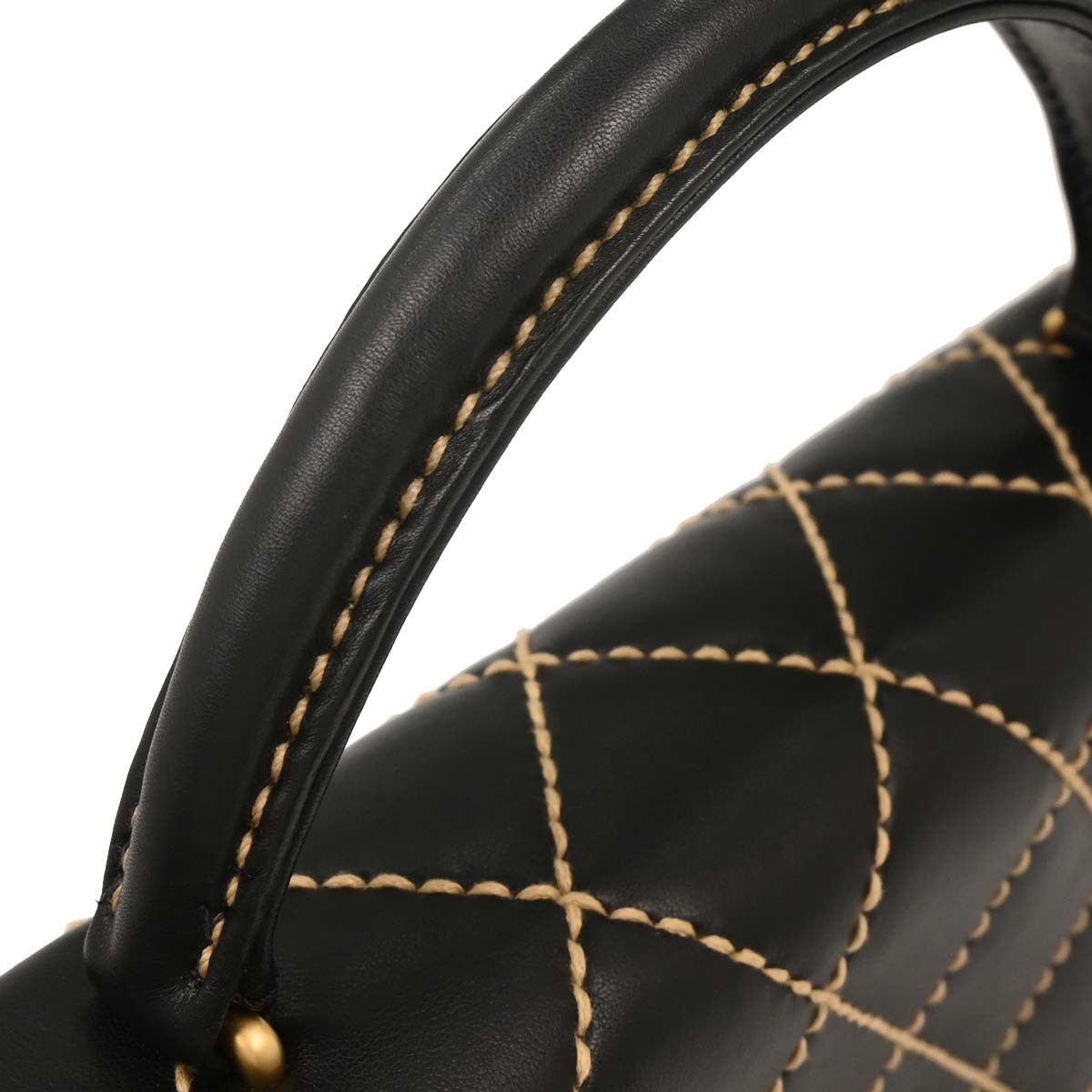 Chanel 2004-2005 Black Calfskin Wild Stitch Top Handle Handbag