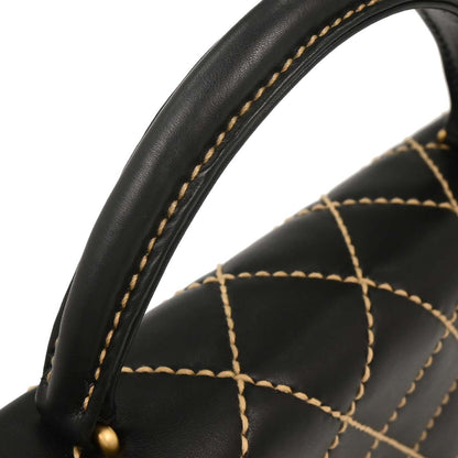 Chanel 2004-2005 Black Calfskin Wild Stitch Top Handle Handbag
