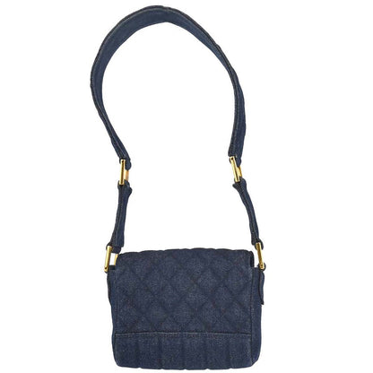 Chanel 1989-1991 Blue Denim Straight Flap Shoulder Bag