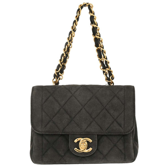 Chanel 1994-1996 Gray Suede Chain Handbag