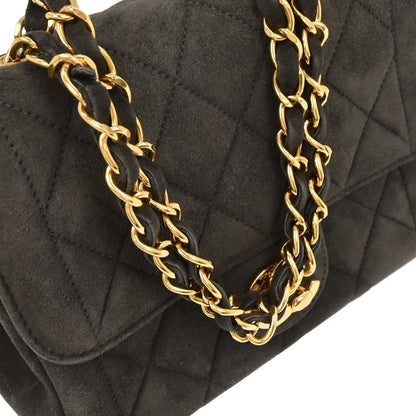 Chanel 1994-1996 Gray Suede Chain Handbag