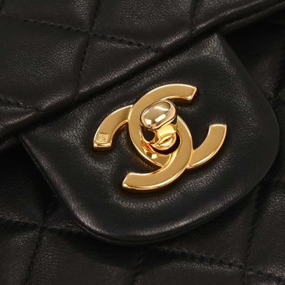 Chanel 1996-1997 Black Lambskin Small Classic Double Flap Shoulder Bag