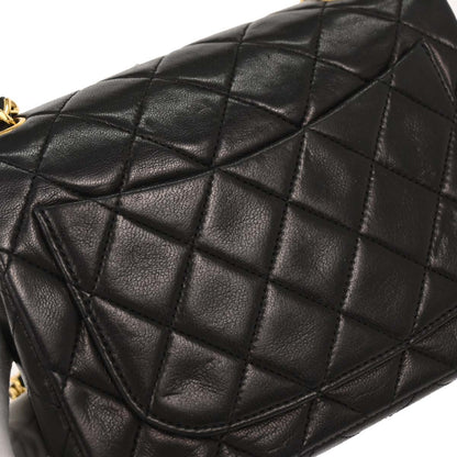 Chanel 1989-1991 Black Lambskin Mini Classic Square Flap Shoulder Bag