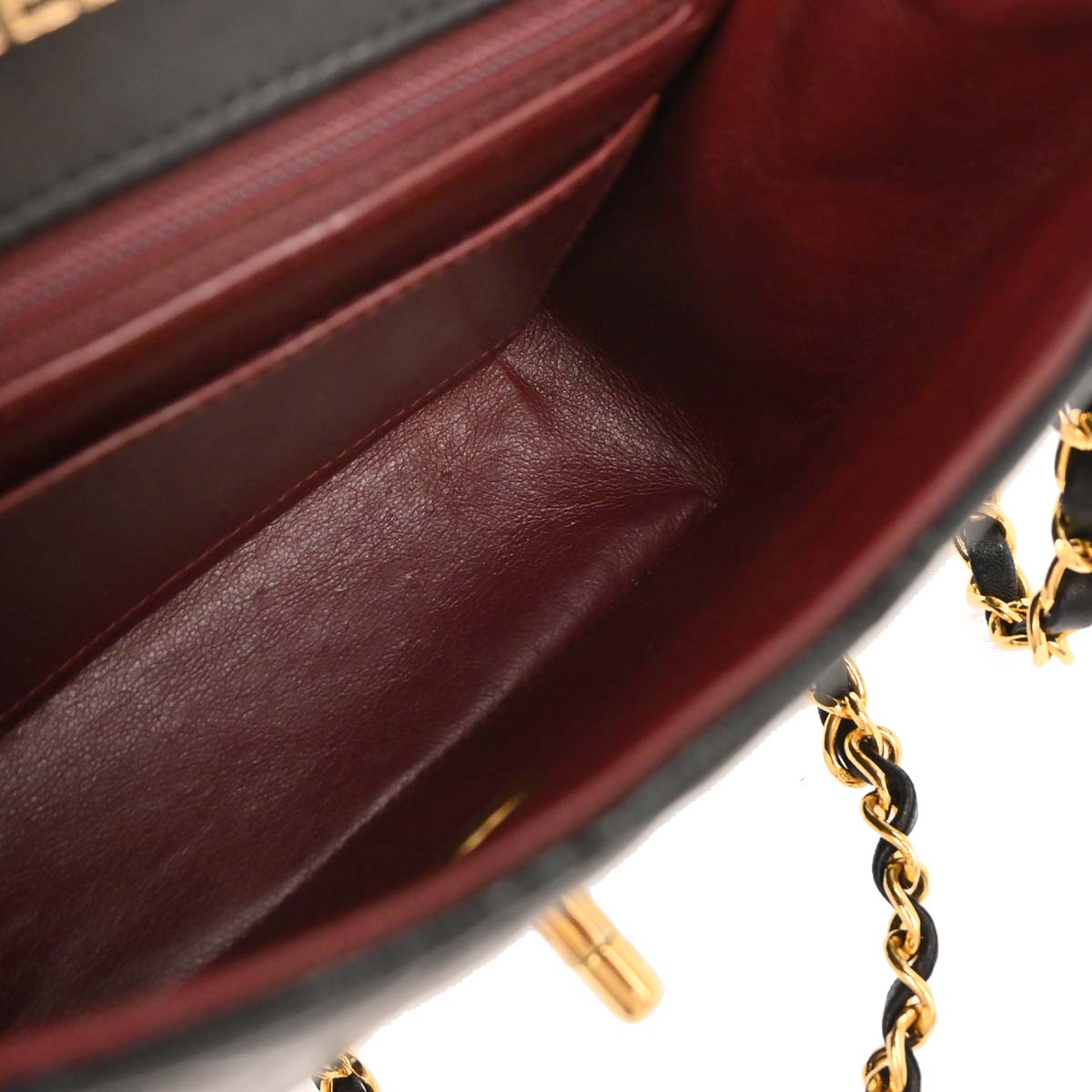 Chanel 1989-1991 Black Lambskin Mini Classic Square Flap Shoulder Bag