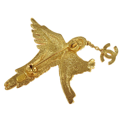 Chanel Eagle Brooch Pin Gold Rhinestone 01P