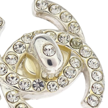 Chanel Turnlock Earrings Clip-On Silver Rhinestone 97P