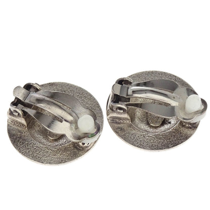 Chanel Button Earrings Clip-On Silver 96P