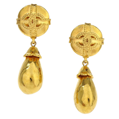 Chanel Dangle Earrings Clip-On Gold 97A