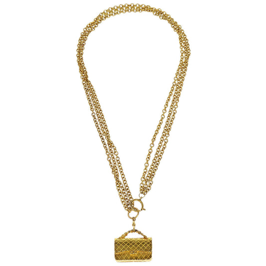Chanel Gold Handbag Chain Pendant Necklace