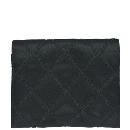 Chanel 1986-1988 Black Satin Bicolore Coin Purse Wallet