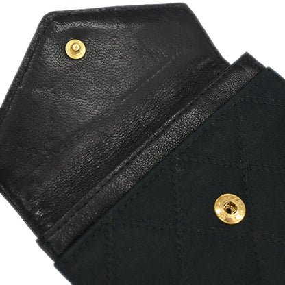 Chanel 1986-1988 Black Satin Bicolore Coin Purse Wallet