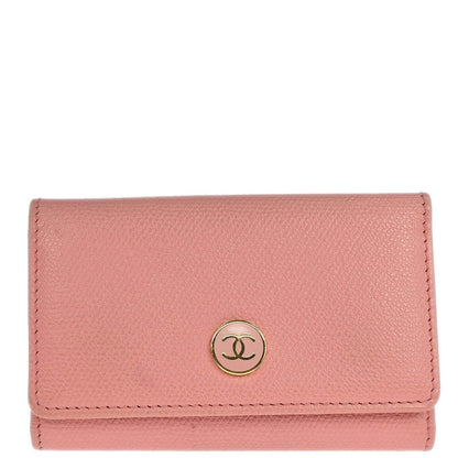 Chanel 2003-2004 Pink Calfskin Key Case Small Good