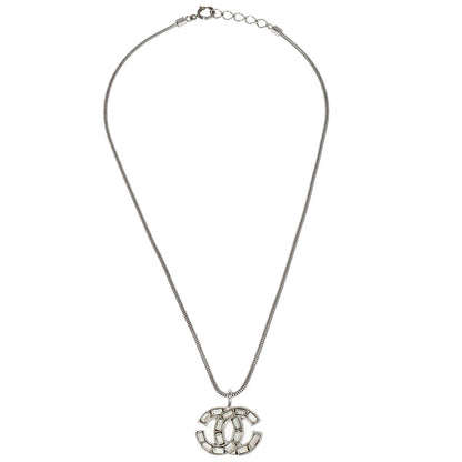 Chanel CC Necklace Pendant Rhinestone Silver 01P