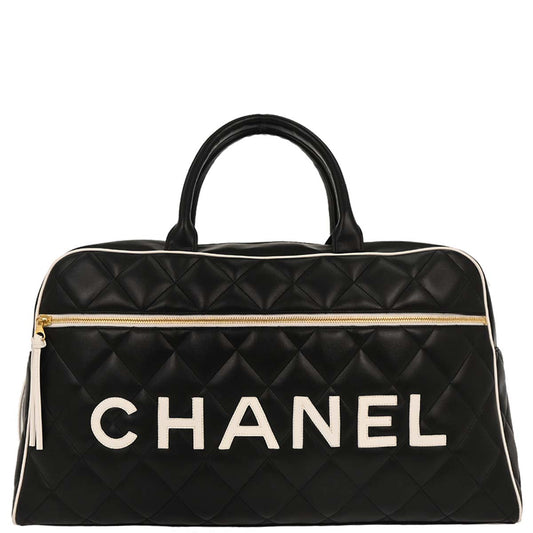 Chanel 1994-1996 Black Calfskin Travel Bowling Bag