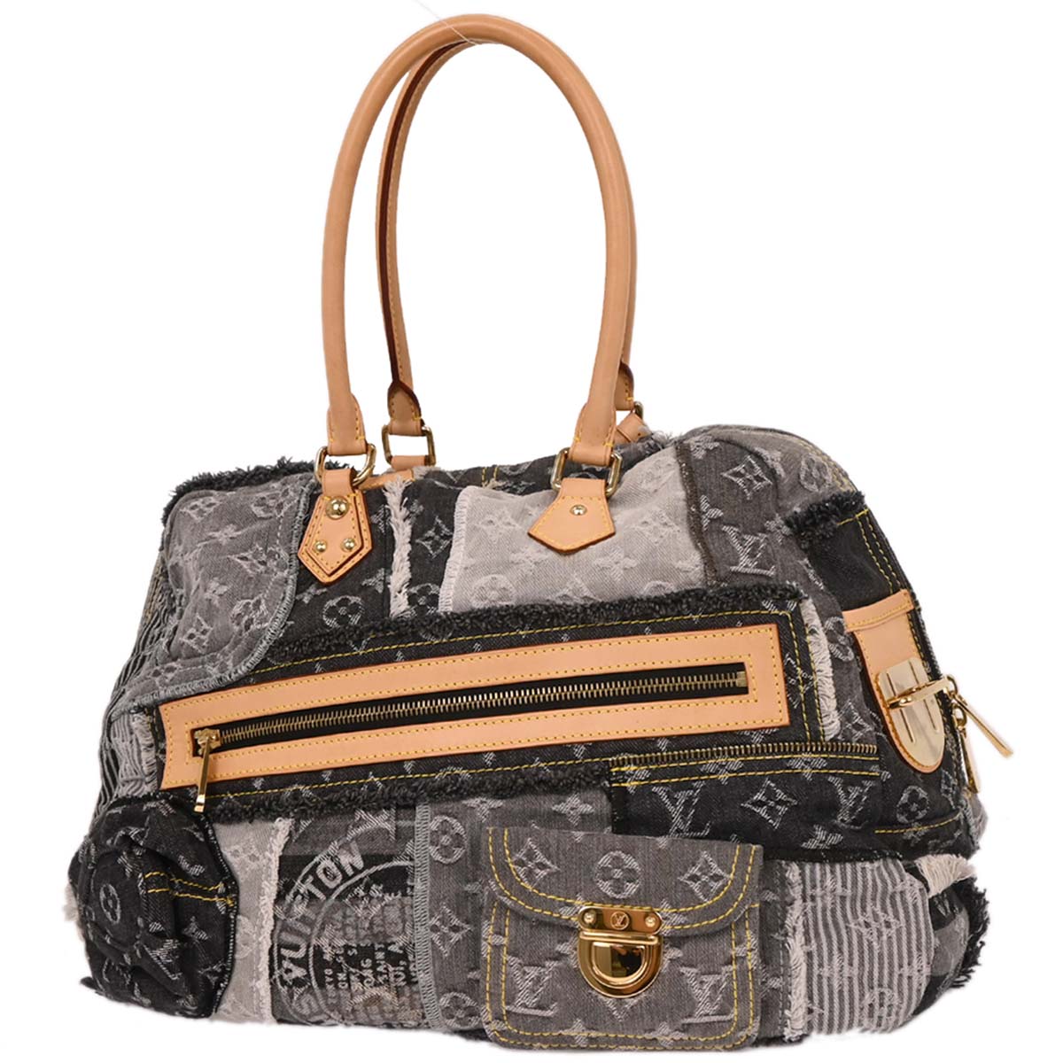 Louis Vuitton Monogram Denim Patchwork Bowly Shoulder Bag M95377