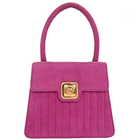 Chanel 1991-1994 Pink Suede Mademoiselle Top Handle Handbag