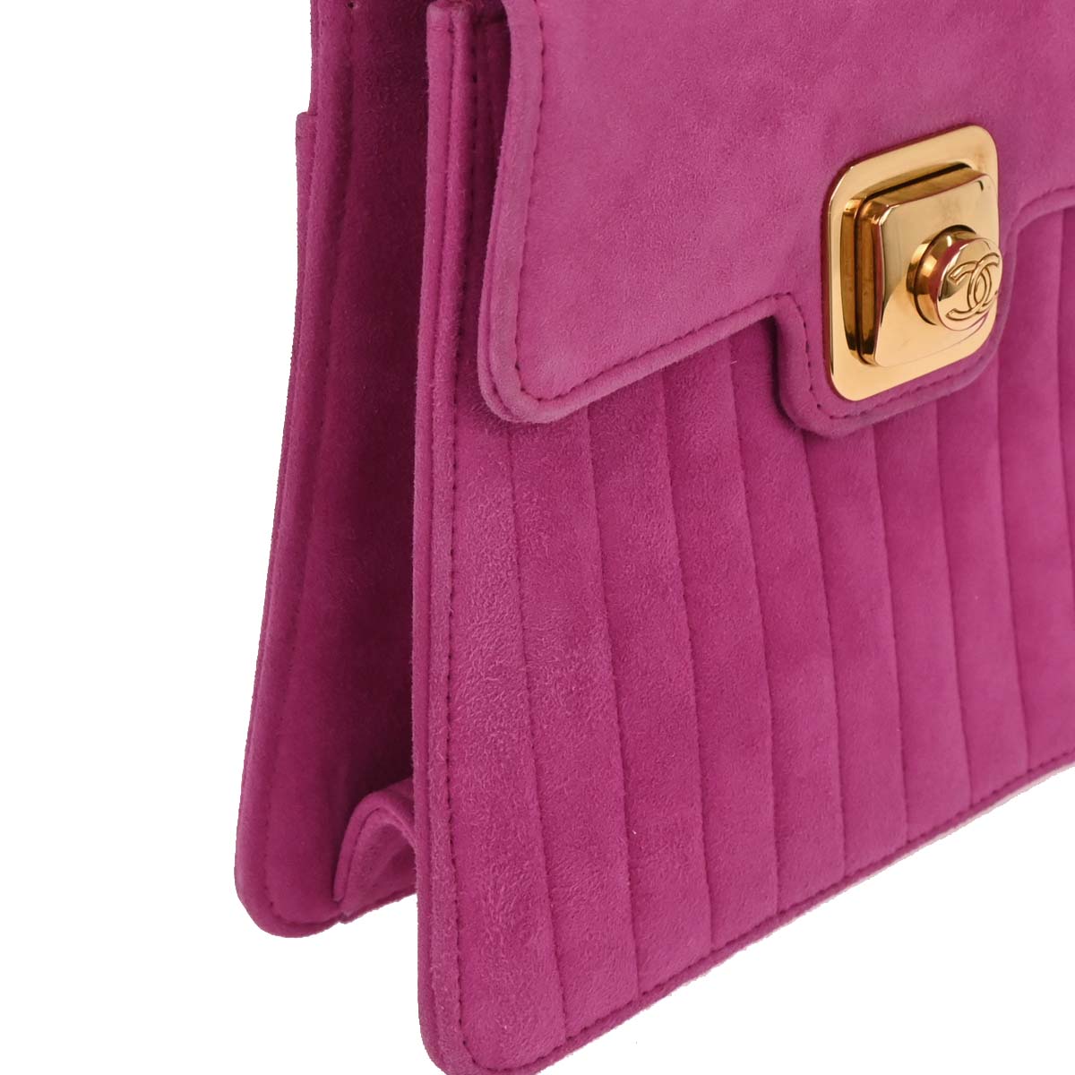 Chanel 1991-1994 Pink Suede Mademoiselle Top Handle Handbag