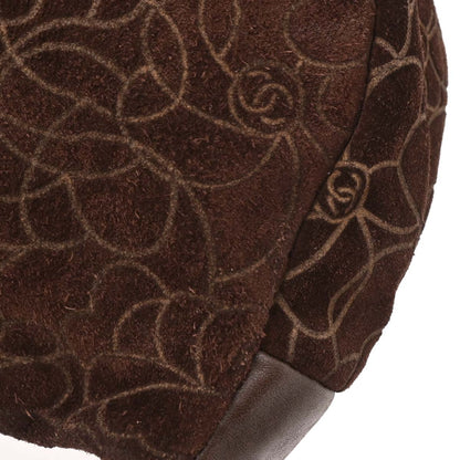 Chanel Brown Suede Camellia Shoulder Bag