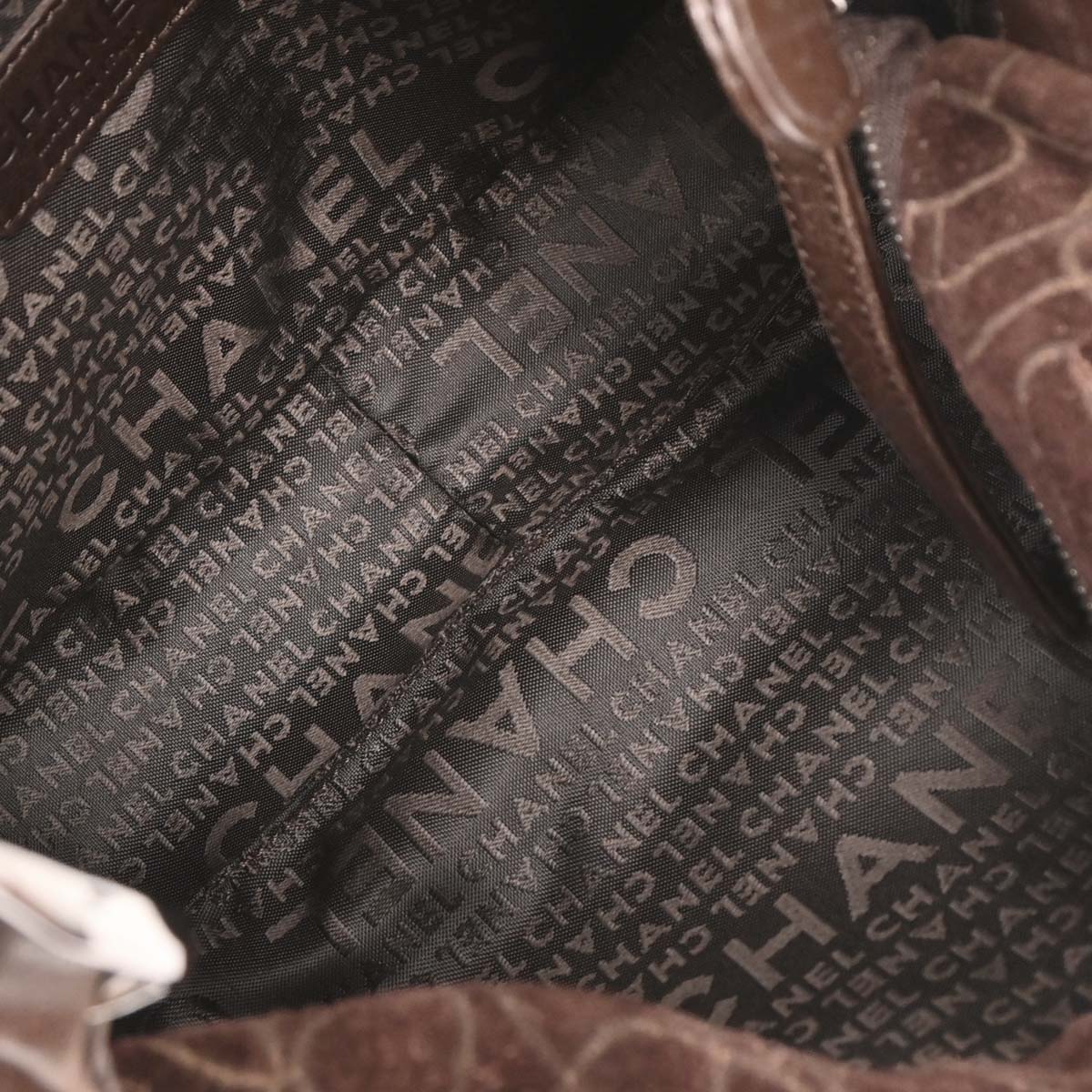 Chanel Brown Suede Camellia Shoulder Bag
