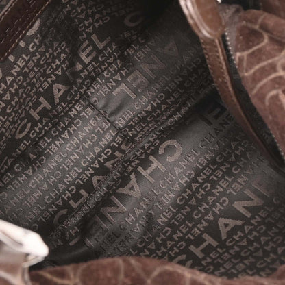 Chanel Brown Suede Camellia Shoulder Bag
