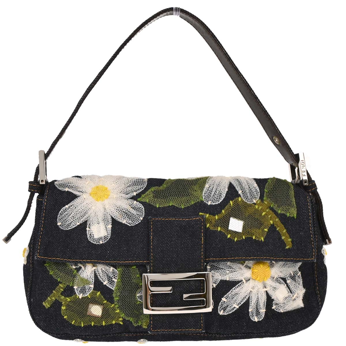 Fendi Navy Denim Baguette Handbag