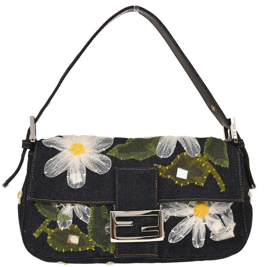 Fendi Navy Denim Baguette Handbag
