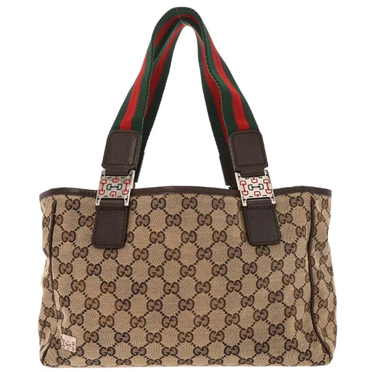 Gucci Beige Canvas GG Sherry Line Tote Handbag