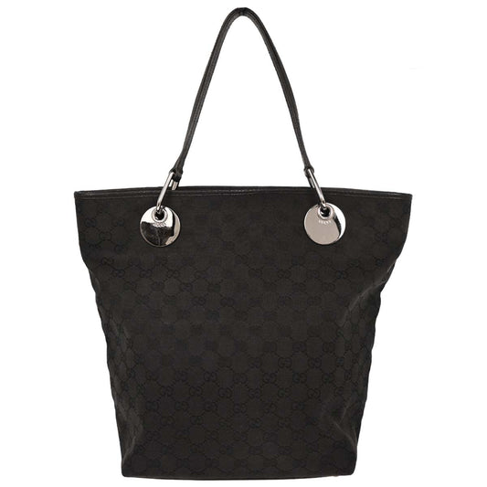 Gucci Black Canvas GG Tote Handbag