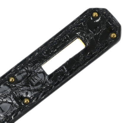Hermes * Black Alligator Kelly 32 Sellier Handbag