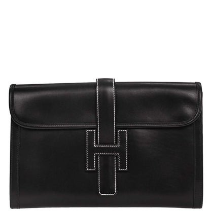 Hermes Black Box Calf Jige PM Clutch Bag