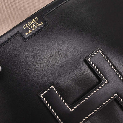 Hermes Black Box Calf Jige PM Clutch Bag