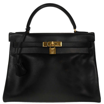 Hermes Black Box Calf Kelly 32 Retourne Handbag