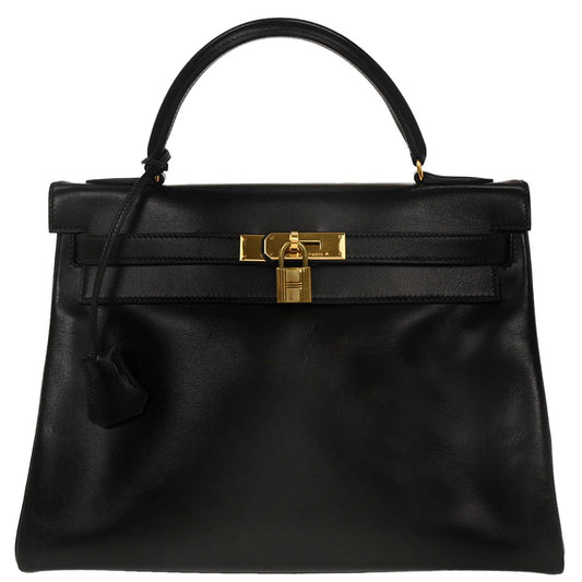 Hermes Black Box Calf Kelly 32 Retourne Handbag