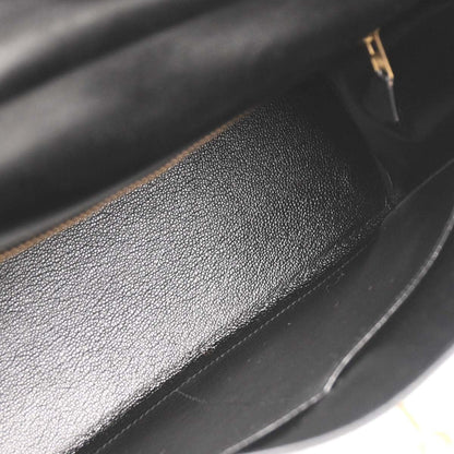 Hermes Black Box Calf Kelly 32 Retourne Handbag