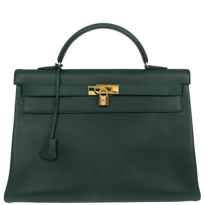 Hermes Green Ardennes Kelly 40 Retourne Handbag