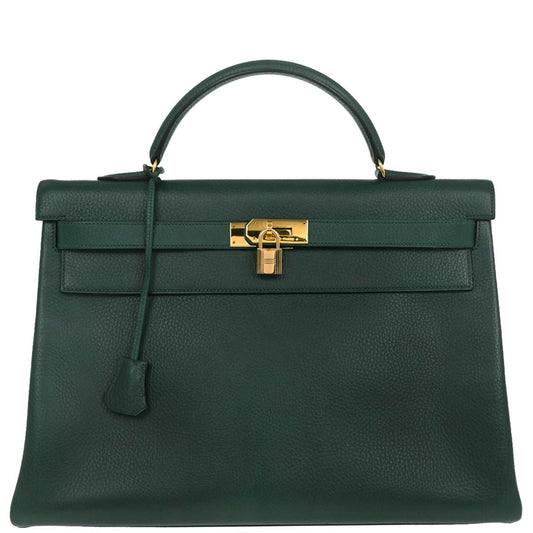 Hermes Green Ardennes Kelly 40 Retourne Handbag