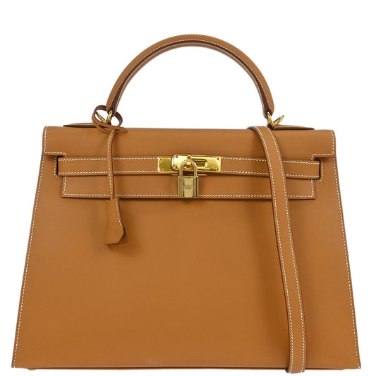 Hermes Natural Vache Kelly 32 Sellier Handbag