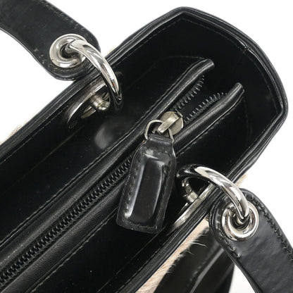 Christian Dior * Black Fur Medium Lady Dior 2way Shoulder Handbag