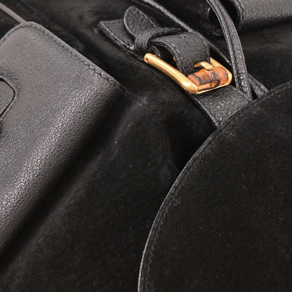 Gucci Black Suede Bamboo Backpack