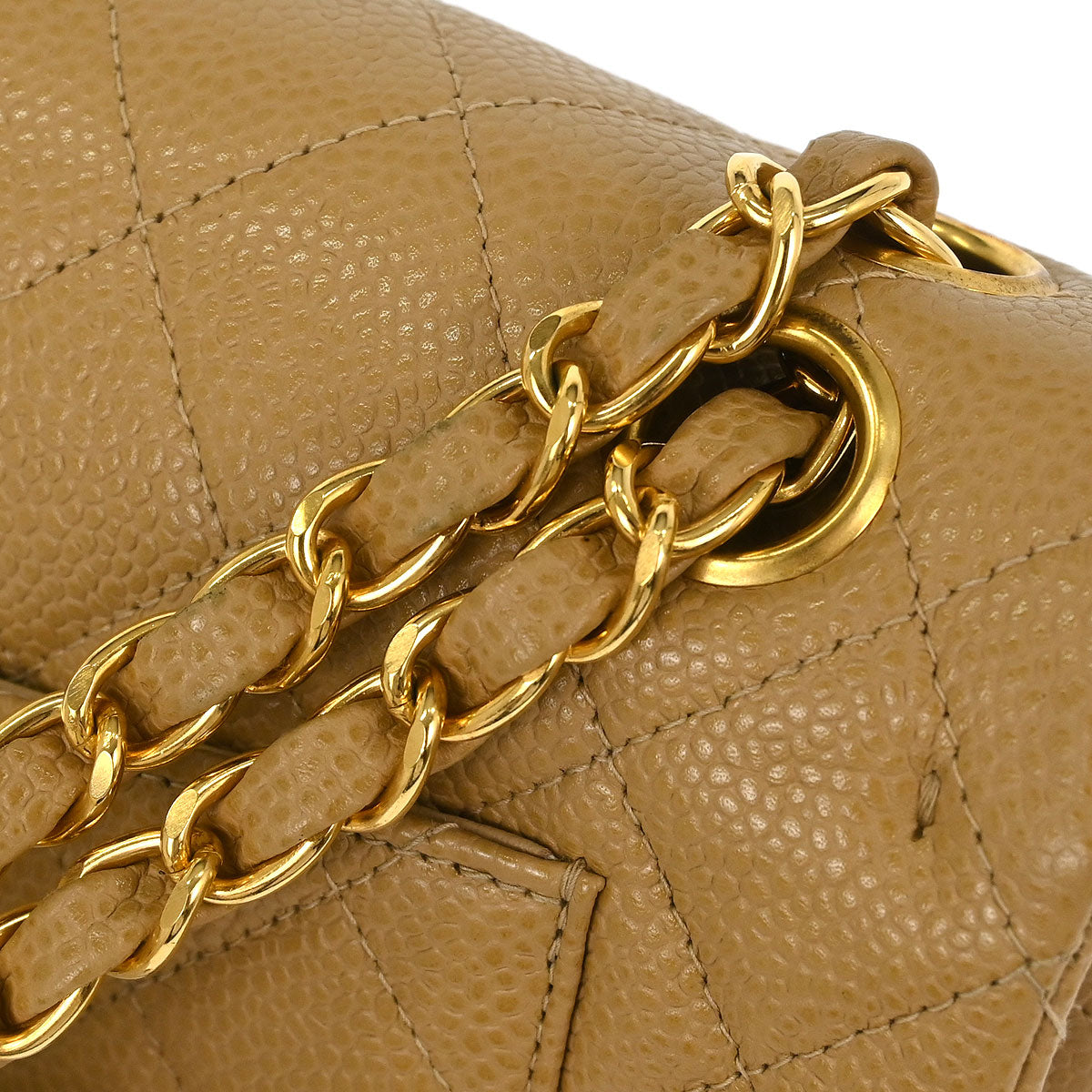 Chanel Beige Caviar Small Classic Double Flap Shoulder Bag