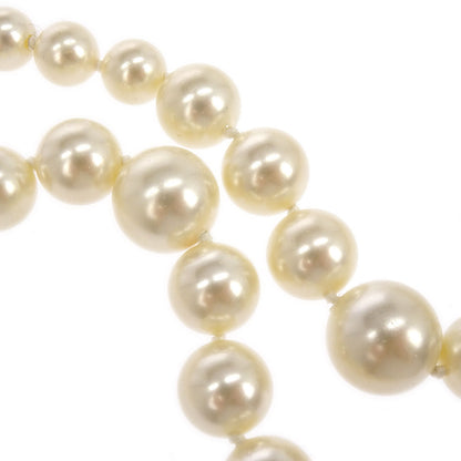 Chanel Costume Pearl Chain Necklace Silver 08V