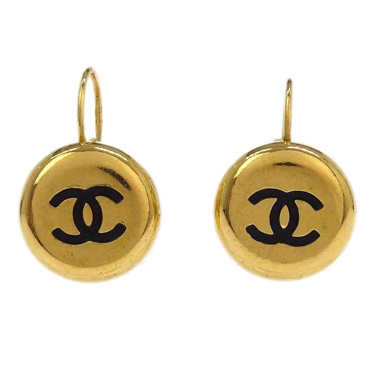 Chanel Button Earrings Gold Clip-On 97P